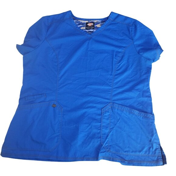 Dickies Tops - Dickies Women's XL Scrub Top Royal Blue Pockets Utility Loop Nurse Dr Tech Med